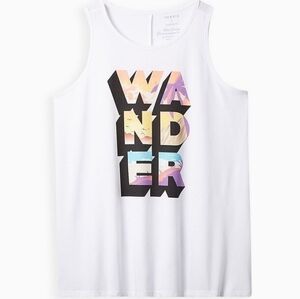 Torrid 1 Signature Jersey Everyday Crew Neck Tank Wander White 1X 14 16